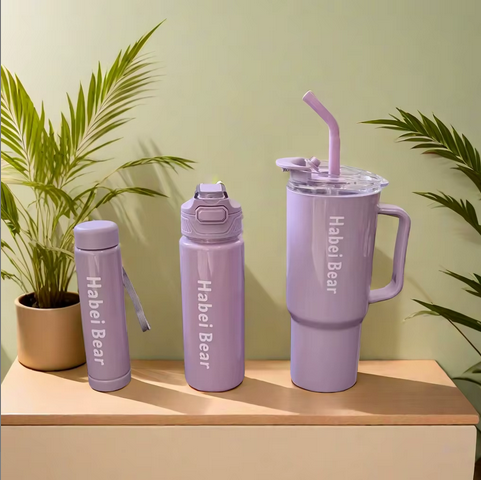 3Pcs Motivational Tumbler with 900ML sipper water bottle