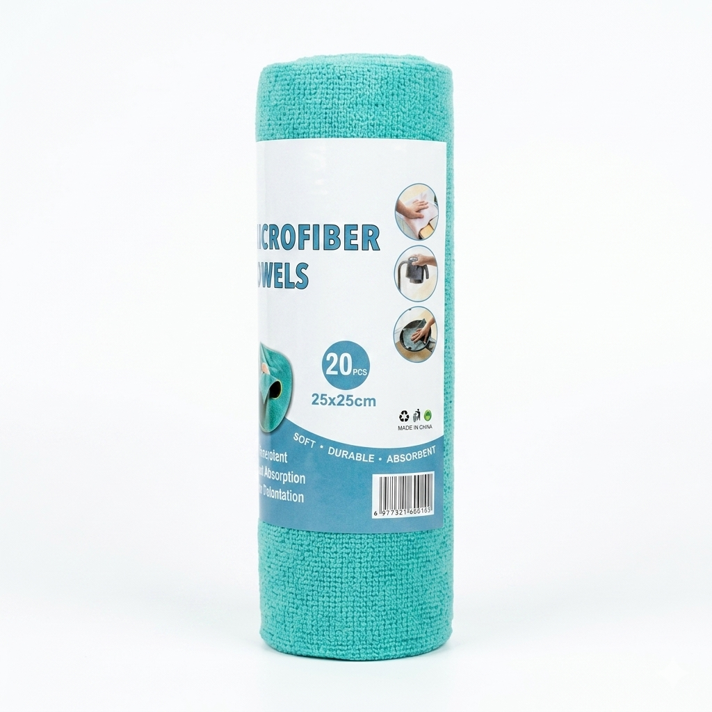 Microfiber Towel 25x25CM x20pcs for 4000 washes Reusable ,Tearable , Washable, for Kitchen and Car accessories